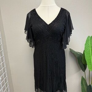 JKARA Vintage Black Beaded Dress - Size 16
